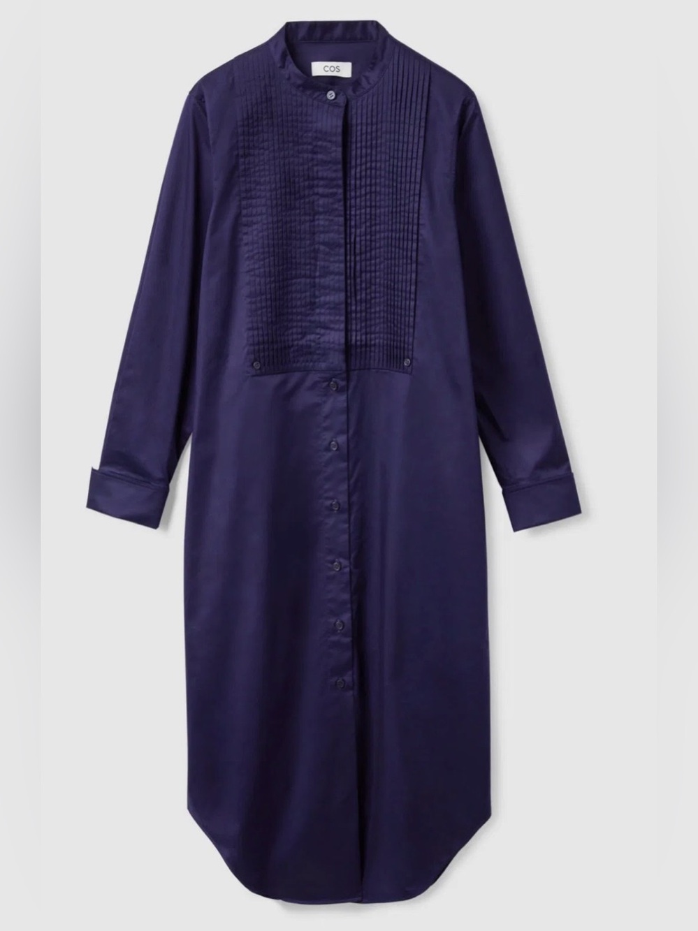 COS Tuxedo-Bib Shirt Dress size 4 Dark Blue long sleeve shirt dress style